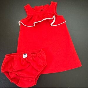 Janie & Jack Red Dress and Diaper Cover 6 - 12 Months
